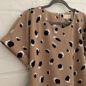 Neutral Animal Print Short Sleeve Blouse